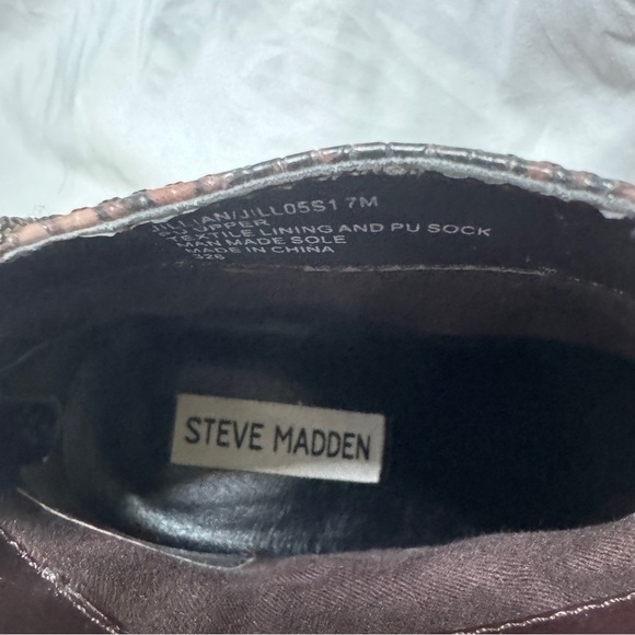 Steve Madden Jillian Mocha Multi Heeled Reptile Snake Print Brown Bootie Size 7 - Picture 12 of 13